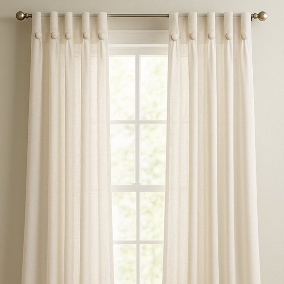 NWT Aimee Maison Antigua Linen Curtains With Button Inverted Pleats 2 Pack - Picture 2 of 8
